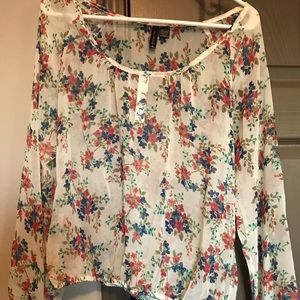 Flowy White Floral Shirt